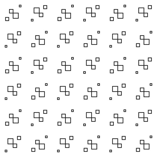 Abstraktní bezešvý vzor, černobílý obrys mnoha čtvercových tvarů. Moderní styl. Design geometrické textury pro tisk, vektorové ilustrace - Vektor, obrázek