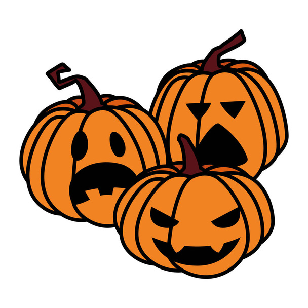 Halloween pumpkins cartoons vector design icon - Vector, Image