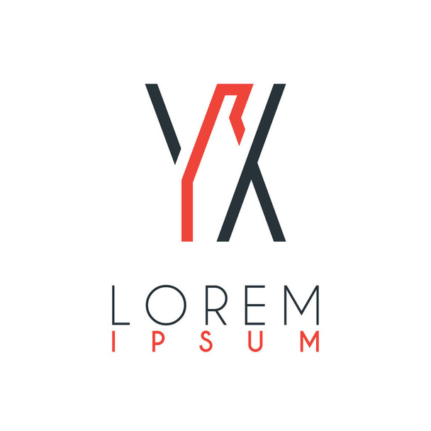 El logotipo entre la letra Y y la letra X o YX con una cierta distancia y conectado por color naranja y gris
 - Vector, Imagen