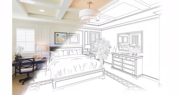 4k Personalizado Master Bedroom Dibujo pincelada Transición hacia abajo y el derecho a la fotografía
. - Metraje, vídeo