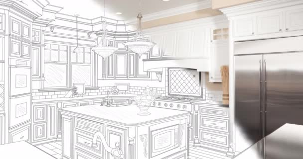 4k cocina personalizada dibujo cepillo trazo transición hacia abajo y hacia la izquierda a la fotografía
. - Metraje, vídeo