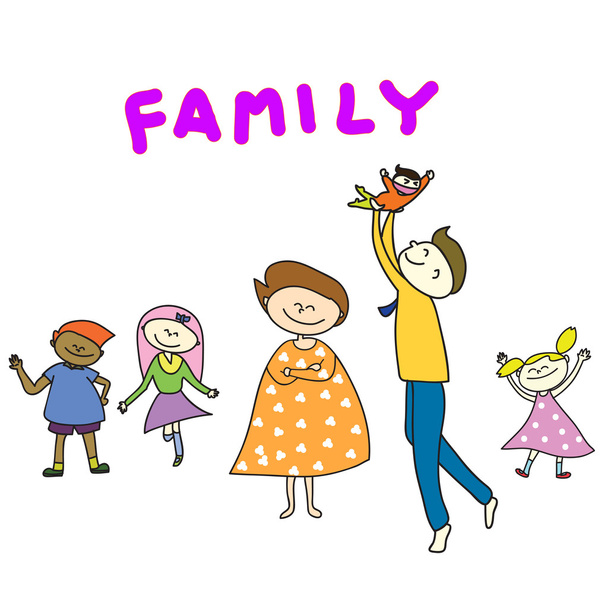 Ευτυχισμένη οικογένεια - Διάνυσμα, εικόνα