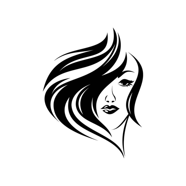 vector primer plano retrato de una mujer con el estilo de pelo rizado
 - Vector, Imagen