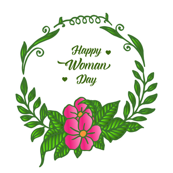 Template for text card happy woman day, with decorative of pink flower frame. Vector - Vektori, kuva