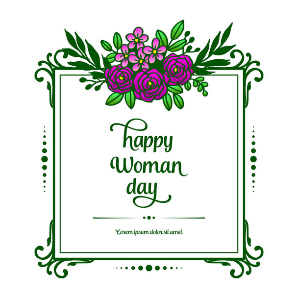 Konsept kartı mutlu kadın gün, mor gül çiçek çerçeve ile. Vektör - Vektör, Görsel