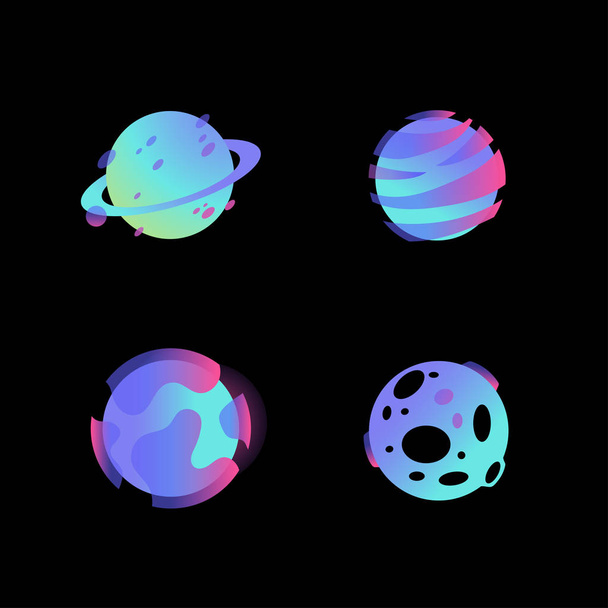 planet icons set vector design - Vektor, Bild