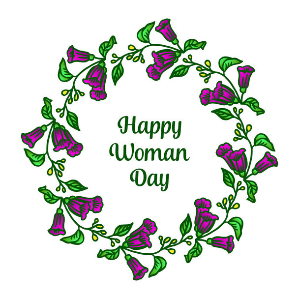 Parlak mor çelenk çerçeve ile mutlu kadın günü için poster. Vektör - Vektör, Görsel