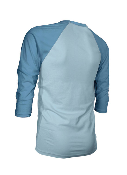 Παρουσιάστε το λογότυπο της μάρκας σας σε αυτό το Angled Back Three Quarter Sleeves Μπέιζμπολ Tshirt Mock Up In Aqua Marine Color. Για τις ιστοσελίδες σας και το έντυπο υλικό μάρκετινγκ - Φωτογραφία, εικόνα