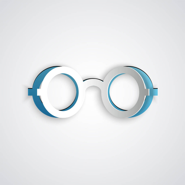 Paper cut Glasses icon isolated on grey background. Eyeglass frame symbol. Paper art style. Vector Illustration - Vektor, obrázek