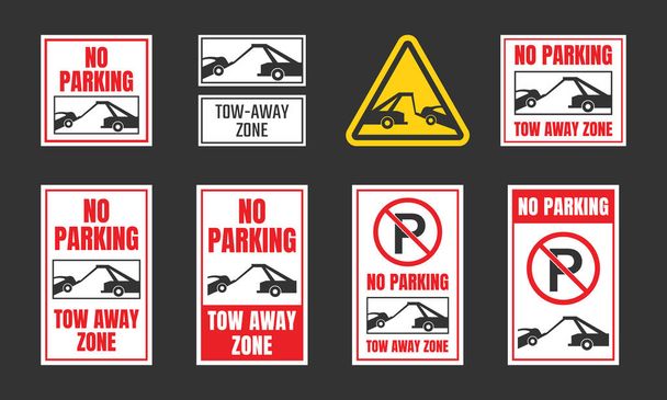 no parking, tow away zone sign set - Vector, Image