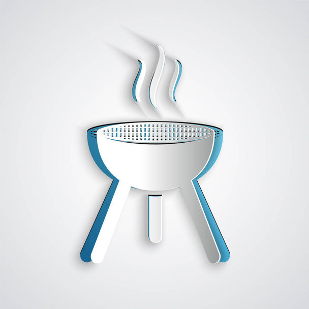Papier découpé Barbecue icône de barbecue isolé sur fond gris. Barbecue grill party. Style art du papier. Illustration vectorielle - Vecteur, image