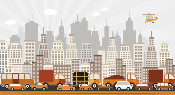 Traffic jam in the city - Vector, Image