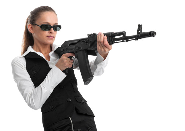 businesswoman with a gun - Фото, зображення