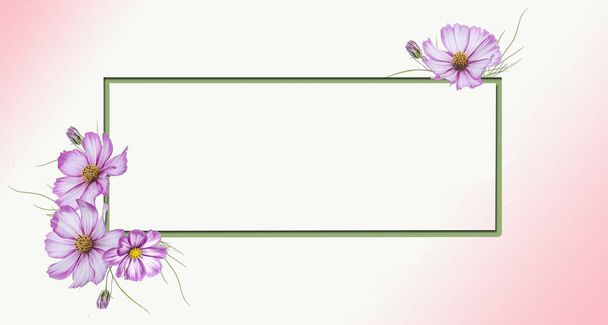 πράσινο πλαίσιο με λουλούδια-εικόνα αρχείου - Διάνυσμα, εικόνα