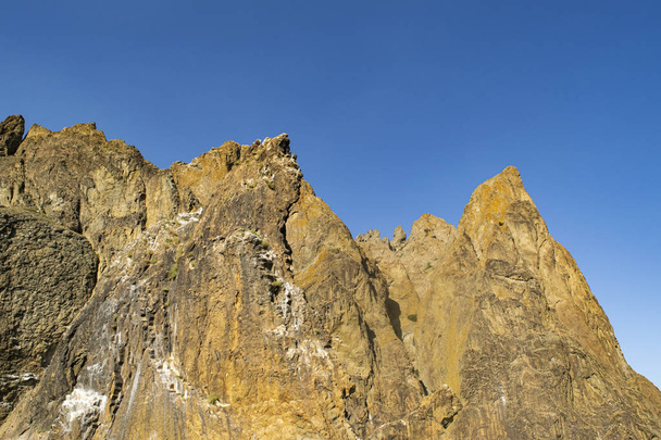 Kara-Dag mountains, view of the rocks from the sea, Crimea - Photo, Image