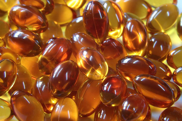 Close up of cod liver oil tablets - Photo, Image