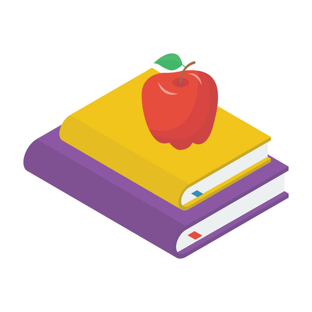 Apple on books, healthy education concept of healthy learning  - Vector, Imagen