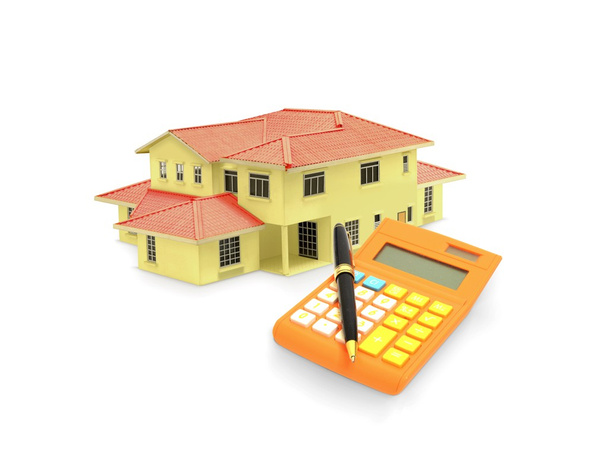 Modèle de maison avec calculatrice et stylo
 - Photo, image
