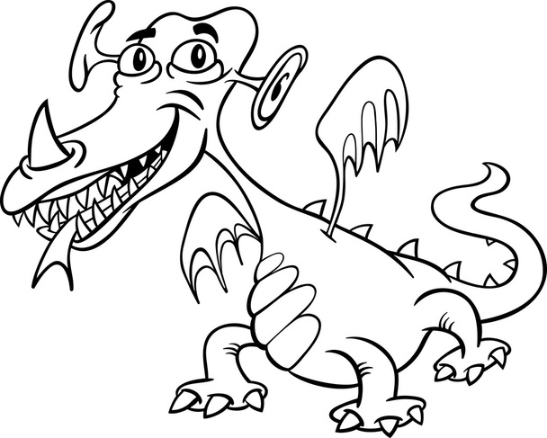 cartoon monster or dragon for coloring - Vettoriali, immagini