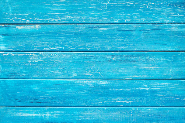 Blue rustic wooden planks painted crackled turquoise pain - Foto, Imagem