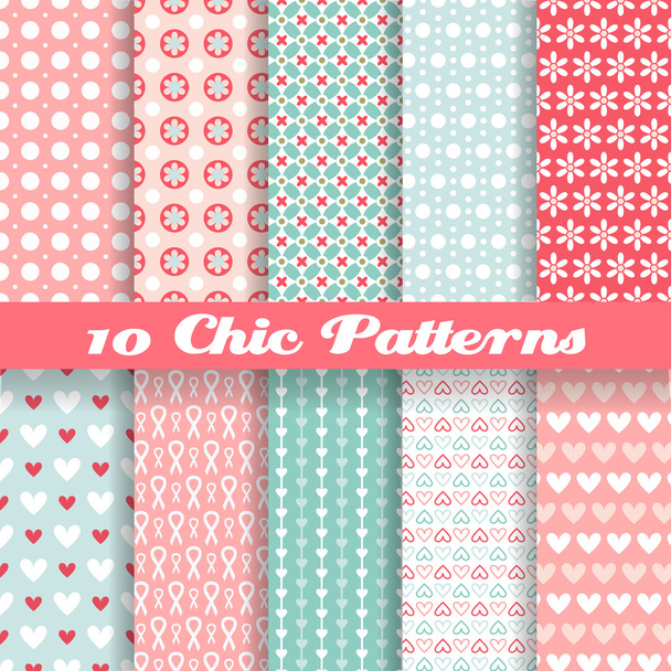 Chic different vector seamless patterns (tiling). - Vector, Image