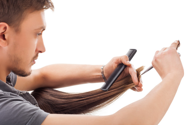 cabeleireiro profissional com modelo de cabelo longo - Foto, Imagem