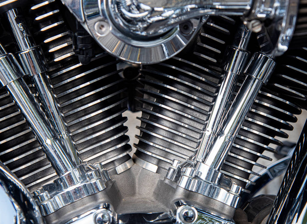 Details of a  Harley Davidson chrome metal Engine - Photo, Image