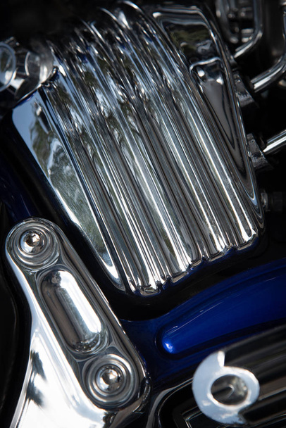 Details of a chrome motorbike metal Engine - Photo, Image