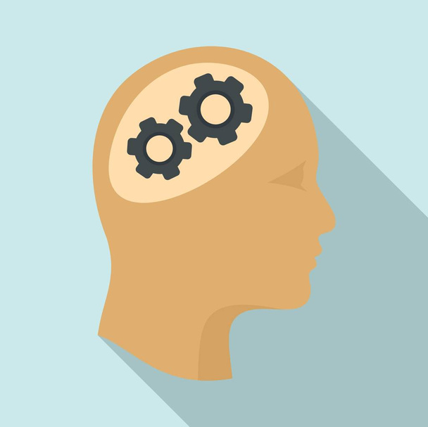 Logic brain icon, flat style - Vector, Image
