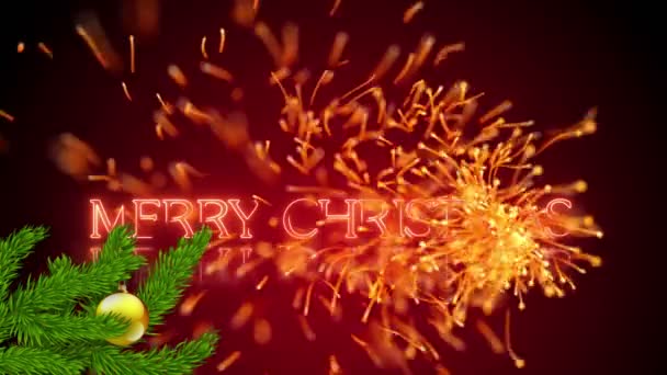 Wesołych Świąt zimowych życzenie z latającym blaskiem - Materiał filmowy, wideo