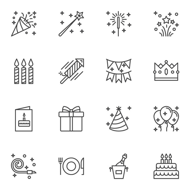 Conjunto de iconos de línea de decoración fiesta
 - Vector, imagen