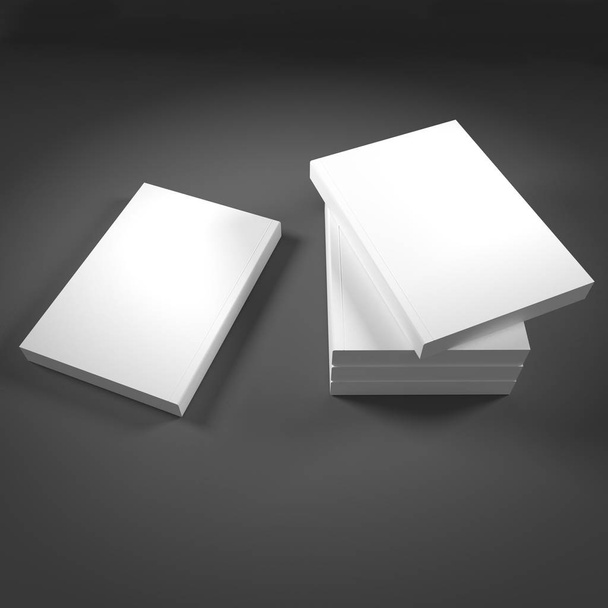 3Dレンダリングの本とともに空白の白いカバー - 写真・画像
