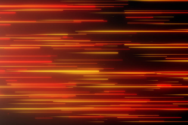 Abstract directional neon lines geometric background. Data flow. Optical fiber. Explosion star. 3d illustration motion effect. Fire orange modern light spectrum. - Photo, Image