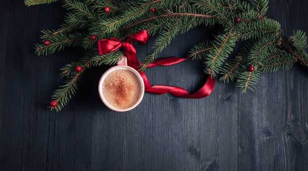 Christmas ball made from cup of coffee. - Фото, зображення
