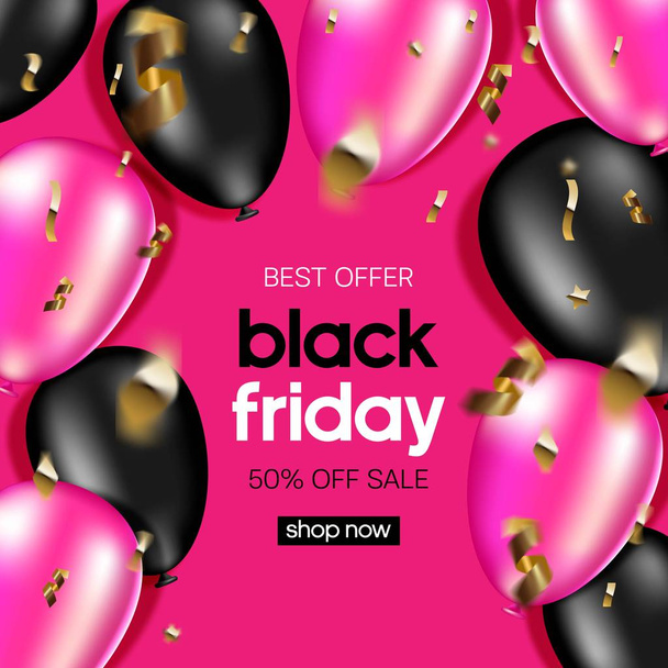 faixa de venda de sexta-feira preta com balões
 - Vetor, Imagem