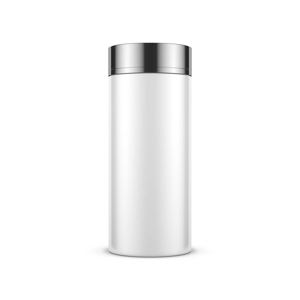 cylindrical jar mockup for cosmetics with cap, 3d rendering - Фото, изображение