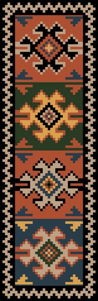 Balcánicos (Moldova, Rumanía) ornamento nacional de alfombras bordadas - Vector, imagen