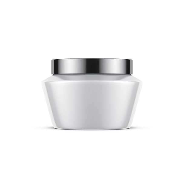 jar mockup for cosmetics with chrome cap, 3d rendering - Fotoğraf, Görsel