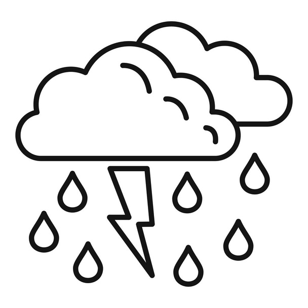 Storm rainy cloud icon, outline style - Vector, Imagen