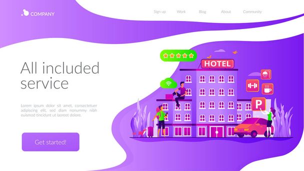 All-inclusive hotel landing page template - Vector, Image