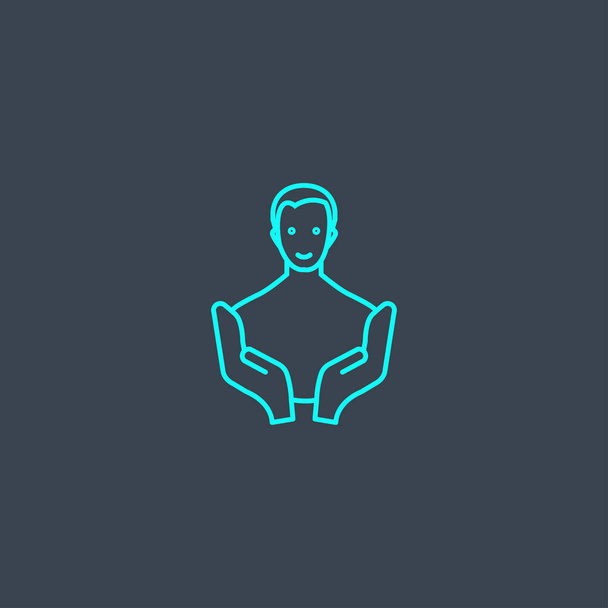 support concept blue line icon. Simple thin element on dark background. support concept outline symbol design. Can be used for web and mobile - Vector, Image