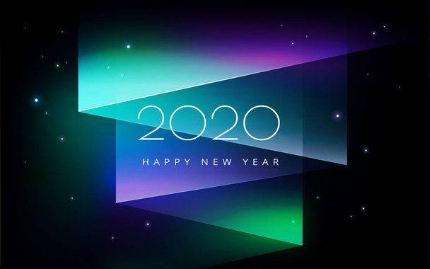 Новогодняя открытка Aurora borealis 2020
 - Вектор,изображение