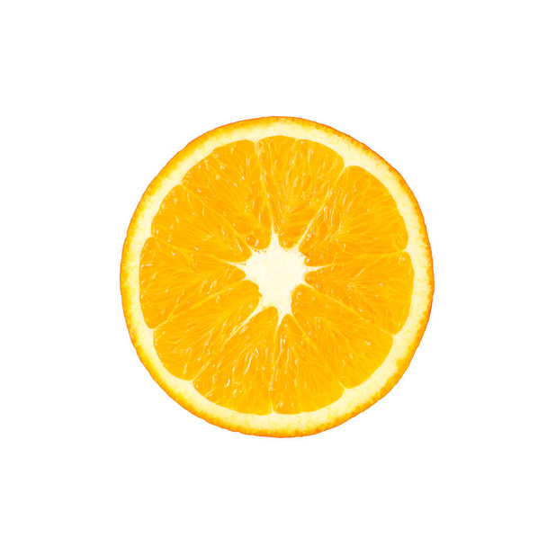 Fresh orange citrus fruits and slice. This orange citrus fruits and slice on isolated background. Delicious tasty yummy and healthy oranges on white background. From Top view - Zdjęcie, obraz