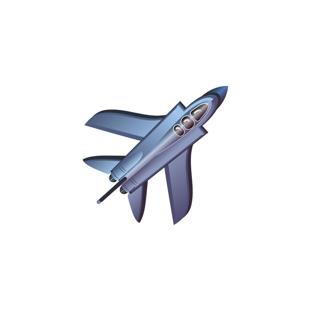 Silver blue fighter airplane aircraft view vector illustration - Διάνυσμα, εικόνα
