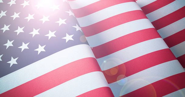 Flag of United States of America. Waving patriotic background wi - Photo, Image