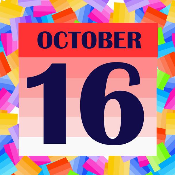 Ikona 16. října. Na plánování důležitého dne. Banner pro svátky a speciální dny. Ilustrace - Fotografie, Obrázek