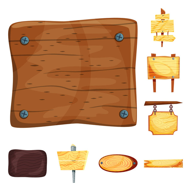 Izolovaný objekt ikony tabule a dřeva. Kolekce tabule a dřevěné vektorové ikony pro zásoby. - Vektor, obrázek