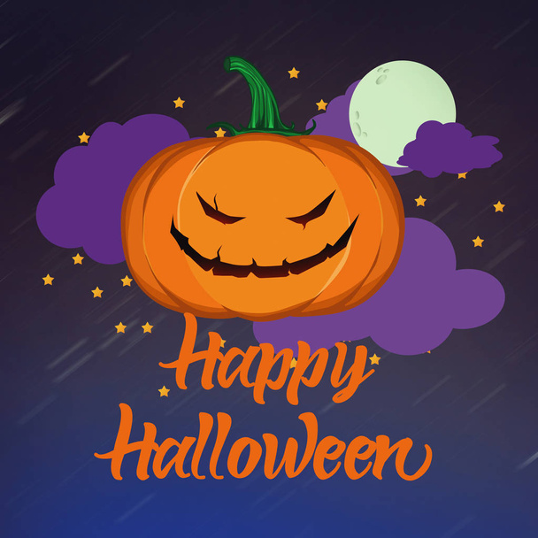 Gelukkige Halloween wenskaart met Jack-o-lantaarn en tekst - Foto, afbeelding