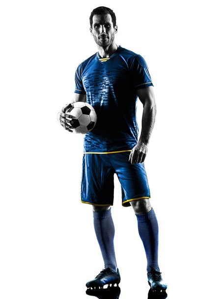 soccer player man standing silhouette isolated - Foto, afbeelding