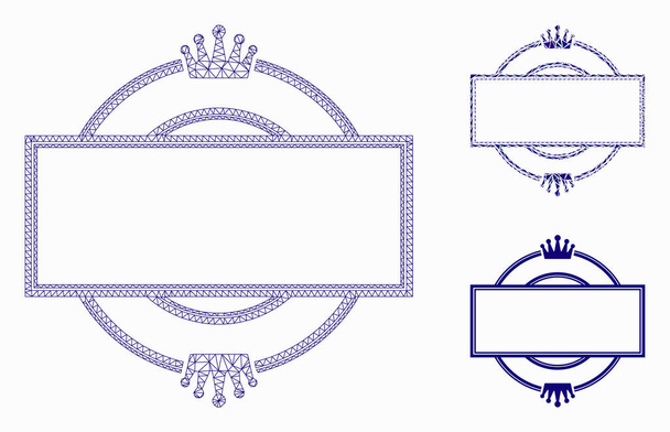 Crown Round and Rectangle Frame Vector Mesh 2d Model and Triangle Mosaic Icon - Vektor, obrázek